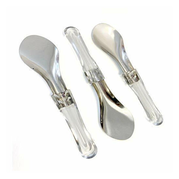 Ice Cream Spatulas (3 Pack) - Stainless Steel and Clear Plastic Gelato Spatulas